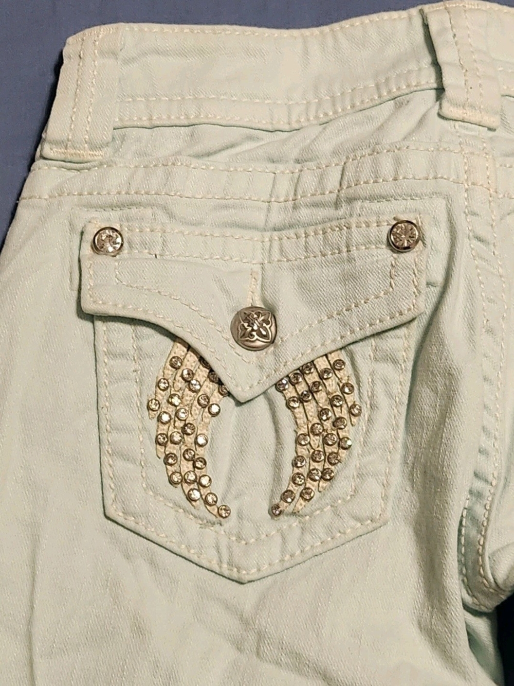 Miss Me Women's Skinny Jeans Size 24 Icy Blue Embellished Denim - Picture 10 of 15
